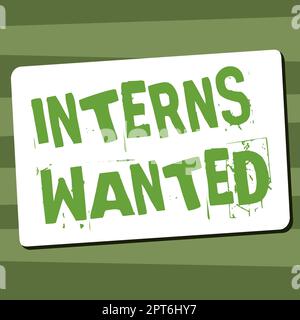 Schreiben mit Text Praktikanten gesucht, Konzept bedeutet auf der Suche nach on the Job Trainee Teilzeit arbeitenden Studenten Stockfoto