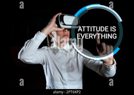Schreiben Anzeige Text Haltung ist alles, Konzept bedeutet positive Aussicht ist der Leitfaden für ein gutes Leben Stockfoto