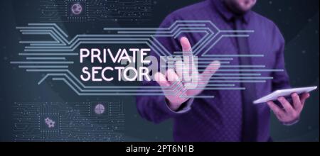 Textunterschrift Darstellung Privatsektor, Unternehmensübersicht eine unabhängige Schule, die vollständig durch die Zahlung von Gebühren unterstützt wird Stockfoto