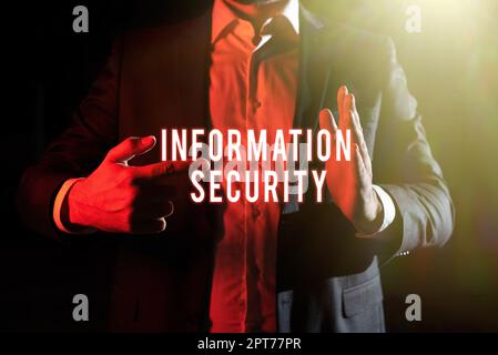 Inspiration zeigt Zeichen Informationssicherheit, Word auf INFOSEC geschrieben verhindern, dass nicht autorisierter Zugriff geschützt wird Stockfoto