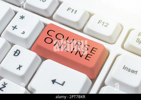 Schreiben Anzeige Text Kurs Online, Internet-Konzept eLearning Elektronische Bildung Fernstudium Digitale Klasse Stockfoto