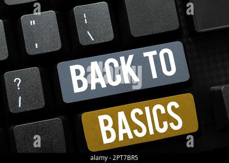 Textzeichen mit „Zurück zu den Grundlagen“, „Internetkonzept“, „Einfache Dinge“, „grundlegend“, „primäre Basis“ Stockfoto