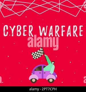 Konzeptunterschrift Cyber Warfare, Business Idea Virtual war Hackers System greift digitalen Dieb Stalker an Stockfoto