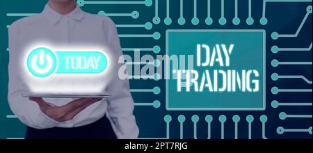 Handschriftentext Day Trading, Wort geschrieben über Wertpapiere, die speziell Finanzinstrumente kaufen und verkaufen Stockfoto