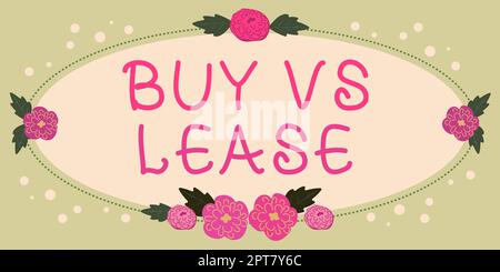 Handschrift Text Kaufen vs Lease, Internet-Konzept besitzen etwas gegen leihen es Vorteile Nachteile Stockfoto