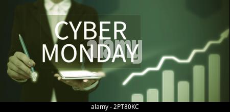 Sign Display Cyber Monday, Business Showcase ein Tag, an dem E-Commerce-Websites bieten ein besonderes Angebot für Käufer Stockfoto