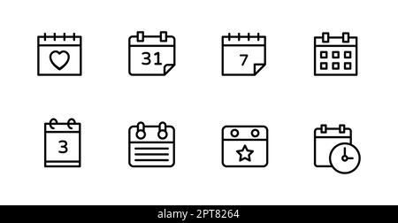 Set Sammlung von Kalendersymbolen, Kalendersymbole gesetzt, Zeit-Management-Termin - Vektor-Illustration Stockfoto