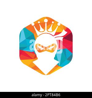 „King Ninja“-Vektorlogo. Kronenlogo in Kombination mit Ninja. Stock Vektor
