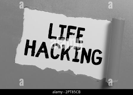 Konzeptuelle Darstellung Life Hacking, Internet-Konzept Einfache und clevere Techniken, um Aufgabe einfach zu erledigen Stockfoto