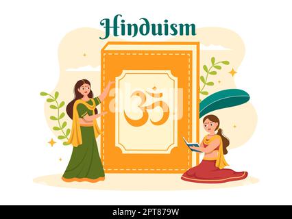 Symbol des Hinduismus flacher Hintergrund Cartoon Handgezeichnete Vorlagen Illustration Stockfoto