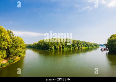 Zusammenfluss von Moldau und Labe bei Melnik, Tschechien Stockfoto