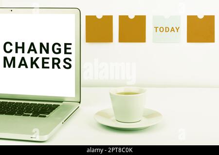 Schreiben Text anzeigen Change Makers, Wort geschrieben auf Young Turk Influencers Activists Urbanization Fashion Gen X Stockfoto