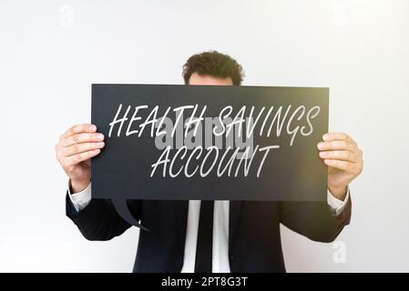 Handschrift Text Health Savings Account, Business Concept Nutzer mit hoher Selbstbehalt Krankenversicherung Stockfoto