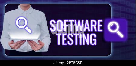 Handschrift Zeichen Software Testing, Konzept Bedeutung Aktivität zu überprüfen, ob die Ergebnisse mit den erwarteten übereinstimmen Stockfoto