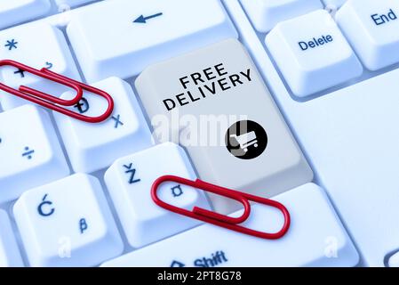 Handschrift Text Kostenlose Lieferung, Word für Versand Paket Cargo Courier Distribution Center Fragile Stockfoto