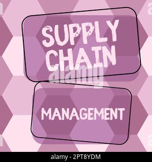 Konzeptunterschrift Supply Chain Management, Konzept Bedeutung Aspekte moderner smarter Unternehmenslogistikprozesse Stockfoto