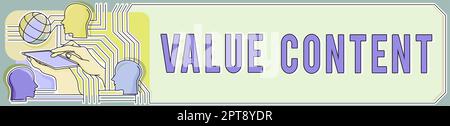 Schild mit exklusiven Details zu Value Content und Konzeptfotos, auf die ein Kunde nirgendwo zugreifen kann Stockfoto