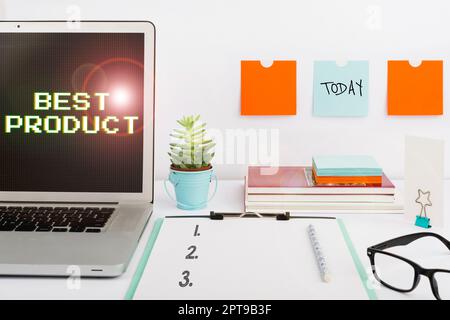 Schild Anzeige Bestes Produkt, Internet-Konzept ein bestimmtes gut, das in seiner Vielfalt sehr geschätzt wird Stockfoto