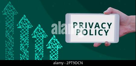 Textunterschrift zur Darstellung der Datenschutzrichtlinie, Internet-Konzeptdokumentation zur Verwaltung der Client s sind Daten Stockfoto