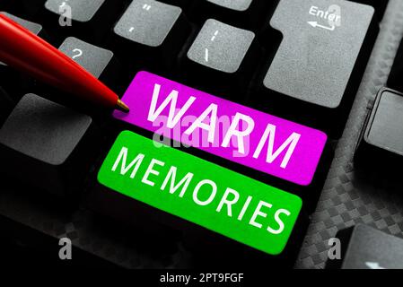 Handschrift Text warm Memories, Word für Erinnerungen an die unvergessliche Sammlung vergangener Ereignisse Stockfoto