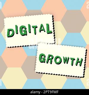 Konzeptüberschrift Digitales Wachstum, Internetkonzept Anfangsphasen des Geschäftsfortschritts Entwicklung einer gemeinsamen Vision Stockfoto