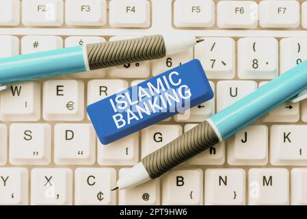 Inspiration zeigt Zeichen islamisches BankingBanking-System basierend auf den Prinzipien des islamischen Rechts, konzeptionelles Foto-Banking-System basierend auf den Prinzipien Stockfoto