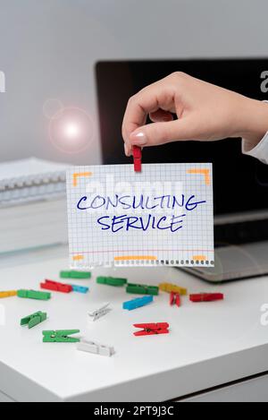 Textunterschrift Präsentation von Consulting ServiceExperts, die Wissen an Dritte gegen Gebühr weitergeben, Word für Experten, die Wissen an Dritte weitergeben Stockfoto