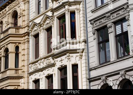 Wunderschön restaurierte historische Fassaden im belgischen Viertel von köln Stockfoto