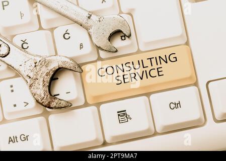 Inspiration mit Zeichen Consulting ServiceExperts, die einem Dritten Wissen gegen eine Gebühr anbietet, Konzept bedeutet, dass Experten Wissen anbieten Stockfoto