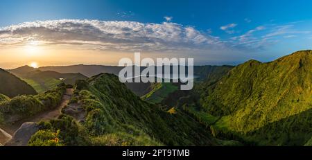 Ein Panorama Bild von der Sicht vom Grota tun sehen Inferno Sicht bei Sonnenuntergang. Stockfoto