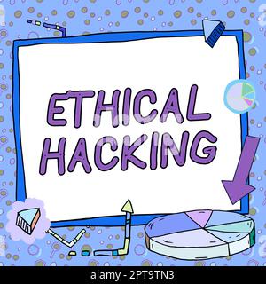 Konzeptüberschrift Ethical Hacking, Geschäftsübersicht ein legaler Versuch, ein Netzwerk für Penetrationstests zu knacken Stockfoto