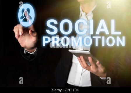 Handgeschriebenes Schild Social Promotion, Geschäftsübersicht Förderung eines Kindes auf die nächste Stufe, unabhängig von seinen Fähigkeiten Stockfoto