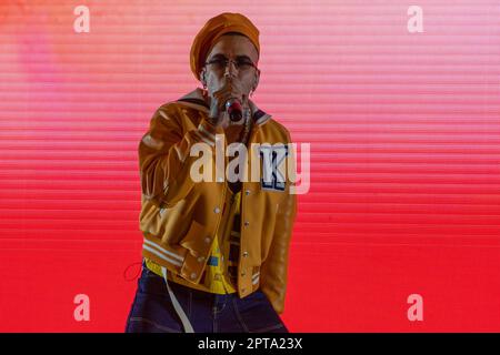 Verona, Italien. 27. April 2023. Arena di Verona, Verona, Italien, 27. April 2023, Sfera Ebbasta während Sfera Ebbasta - Arena di Verona - Italienischer Sänger Musikkonzert Credit: Live Media Publishing Group/Alamy Live News Stockfoto