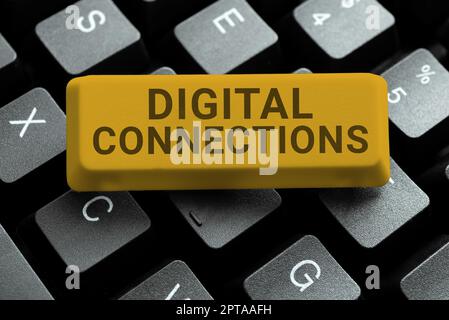 Sign Display Digital Connections, Business Overview Virtual Network Linking user to his or her contacts Abstract Programmer Typing Antivirus Codes, Stockfoto
