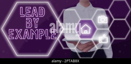 Handschriftliche Texte mit gutem Beispiel vorangehen: Business Showcase sei ein Vorbild, indem du die Regeln befolge und Beispiele anführe Stockfoto