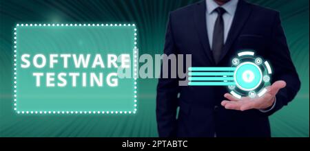 Text mit Inspiration Software Testing, konzeptuelles Foto begrüßen Werbetreibenden, die ein Unternehmen oder eine Einzelperson unterstützen Stockfoto