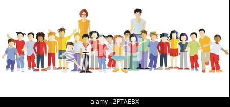 Glückliche Kinder im Kindergarten Illustration Stock Vektor