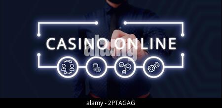 Handschrift Text Casino Online, Konzept Bedeutung Computer Poker Spiel Gamble Royal Bet Lotto High Stakes Stockfoto
