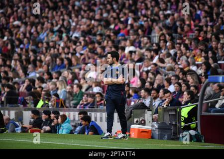 Barcelona, Barcelona, Spanien, Spanien. 27. April 2023. BARCELONA, SPANIEN – 27. APRIL: Spiel zwischen dem FC Barcelona und Chelsea im Rahmen des Halbfinals Leg 2 von 2 der UEFA Women's Champions League am 27. April 2023 im Spotify Camp Nou in Barcelona, Spanien. (Kreditbild: © Sara Arib/PX Imagens via ZUMA Press Wire) NUR REDAKTIONELLE VERWENDUNG! Nicht für den kommerziellen GEBRAUCH! Stockfoto