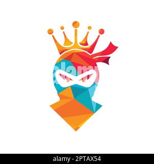 „King Ninja“-Vektorlogo. Kronenlogo in Kombination mit Ninja. Stock Vektor