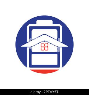 Design mit Vektorlogo für Energiehaus und Batteriegehäuse. Power-House-Logo-Konzept. Stock Vektor