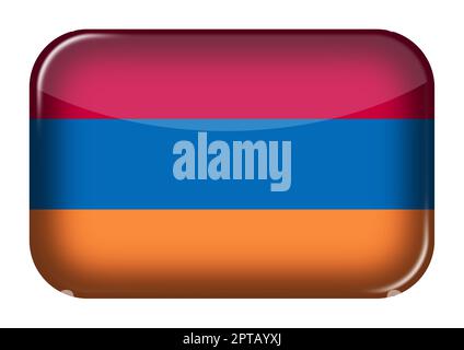 Eine rechteckige Schaltfläche mit einem Armenia-Websymbol und einer Darstellung des Beschneidungspfades 3D Stockfoto