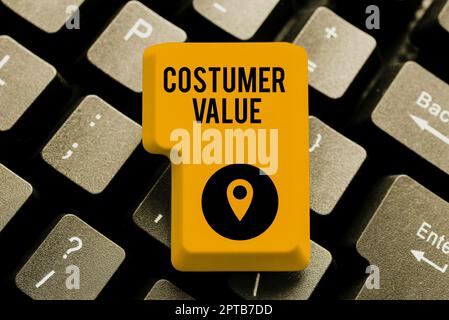Textunterschrift präsentiert Costumer Value, Word geschrieben auf Schützen Sie ein Computersystem vor unberechtigtem Zugriff Abstract Programmer Typing Antivirus Cod Stockfoto