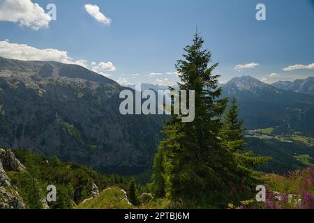 Talblick vom Kehlsteinhaus nach Schönau am Königssee Stockfoto