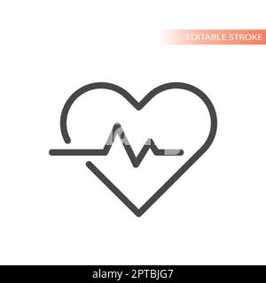 Vektorsymbol für Herz und Puls oder Herzschlaglinie Stock Vektor