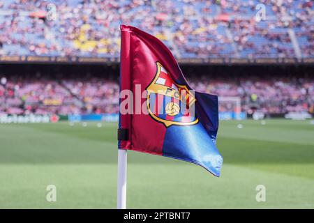 Barcelona, Spanien. 27. April 2023. Eckflagge während des Halbfinalspiels der UEFA Womens Champions League zwischen Barcelona und Chelsea im Spotify Camp Nou in Barcelona, Spanien (Natalie Mincher/SPP) Guthaben: SPP Sport Press Photo. Alamy Live News Stockfoto