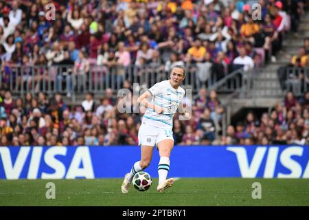 Barcelona, Barcelona, Spanien, Spanien. 27. April 2023. BARCELONA, SPANIEN – 27. APRIL: Spiel zwischen dem FC Barcelona und Chelsea im Rahmen des Halbfinals Leg 2 von 2 der UEFA Women's Champions League am 27. April 2023 im Spotify Camp Nou in Barcelona, Spanien. (Kreditbild: © Sara Arib/PX Imagens via ZUMA Press Wire) NUR REDAKTIONELLE VERWENDUNG! Nicht für den kommerziellen GEBRAUCH! Stockfoto