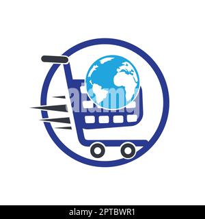 Globe Shopping Cart Vektor-Logo-Design. Logo-Design des Online-Shops. Stock Vektor