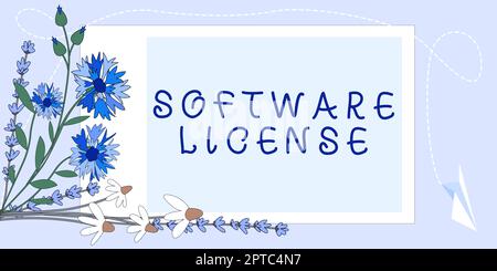 Textunterschrift mit Softwarelizenz, Word, das bei Zustellung eines Briefs oder Pakets schneller und teurer geschrieben wird Stockfoto