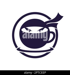 Ninja Coffee Vector Logo-Design. Logo für cafÃ, Restaurant, Bar usw. Stock Vektor